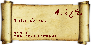 Ardai Ákos névjegykártya